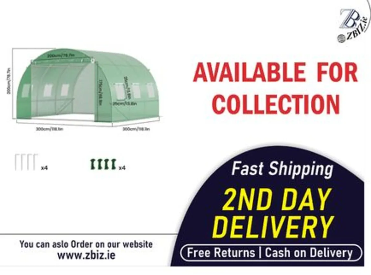 Polytunnel Greenhouse 3x3x2 m 9m² Poly Tunnels - Image 1