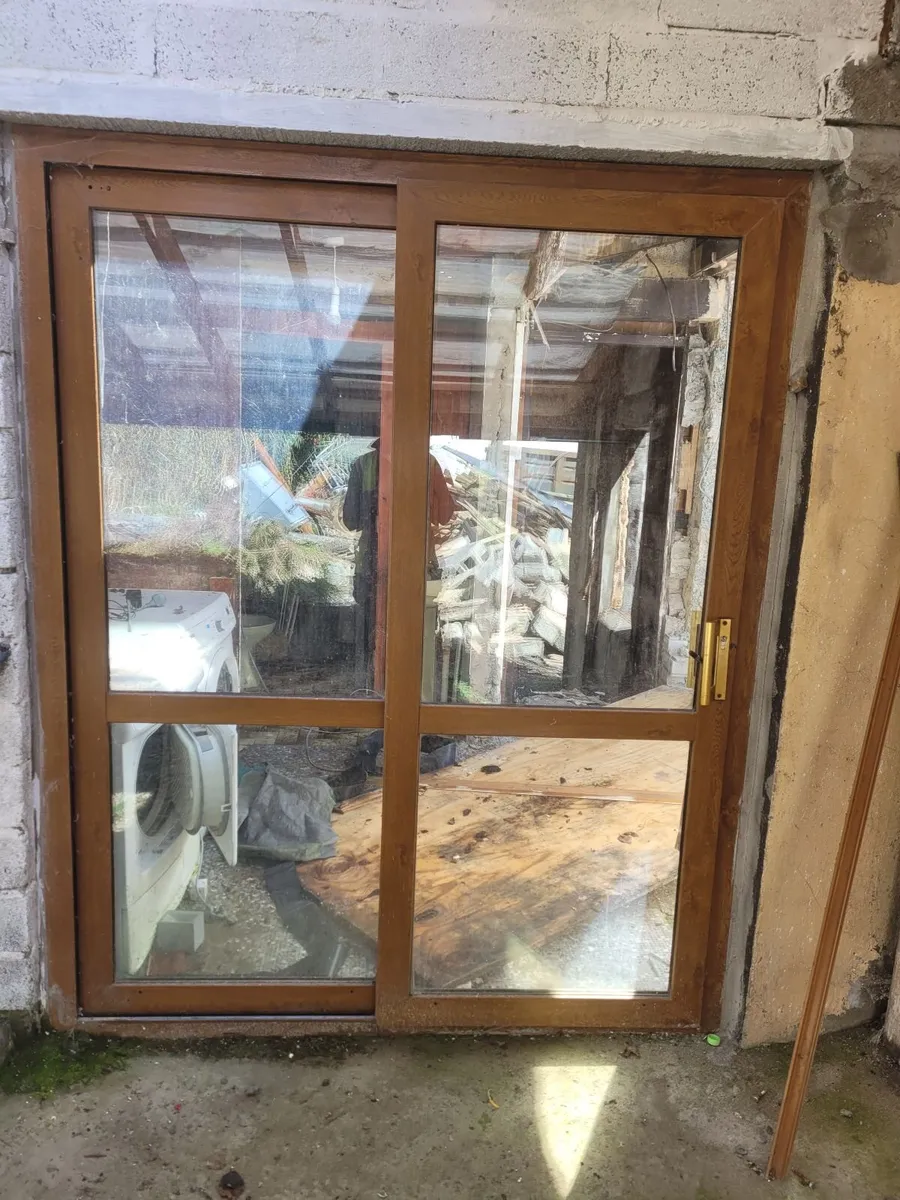 Pvc brown sliding door.