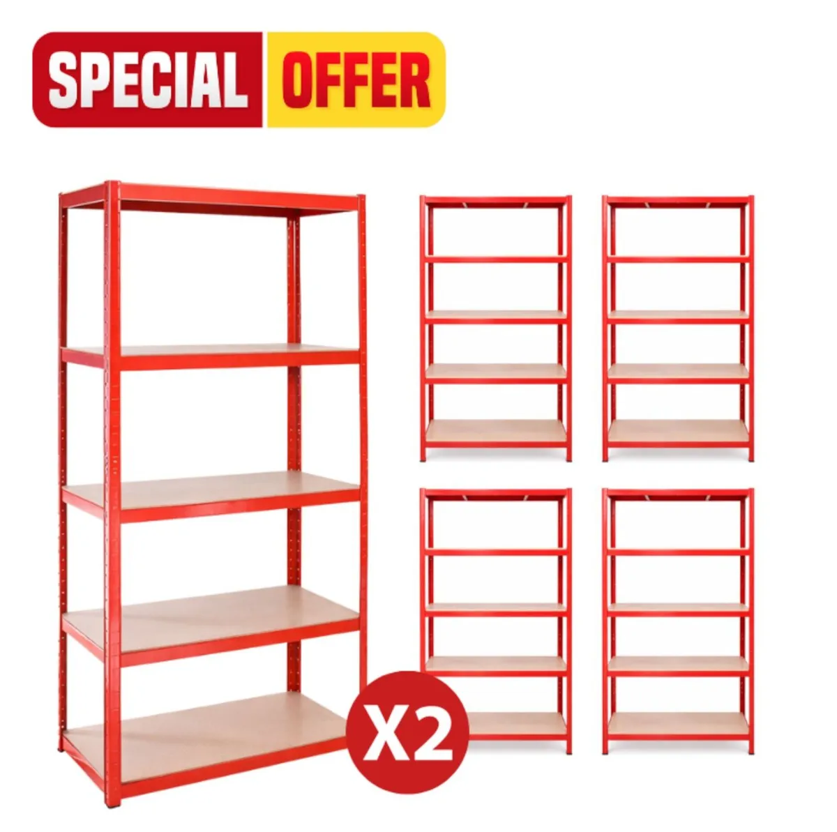 10x bays of red shelving - Image 1