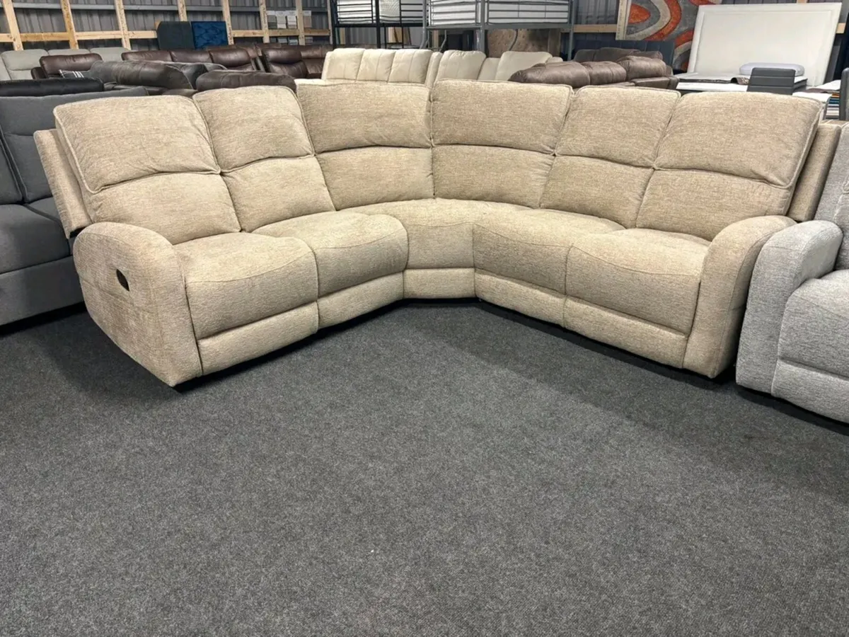 Paris Beige & Grey Fabric Recliner Sofa - Image 1