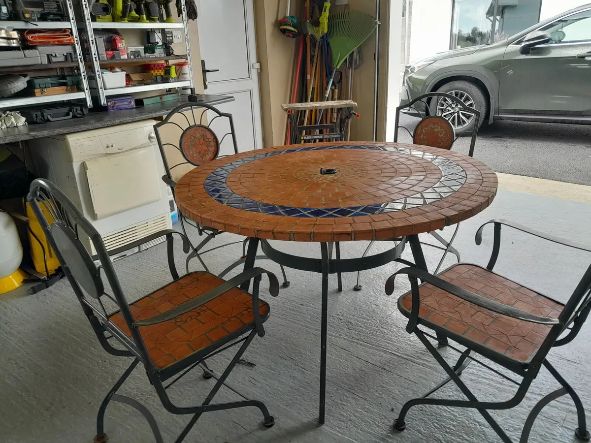 Morrocan stone style garden furniture table and ch - Image 1