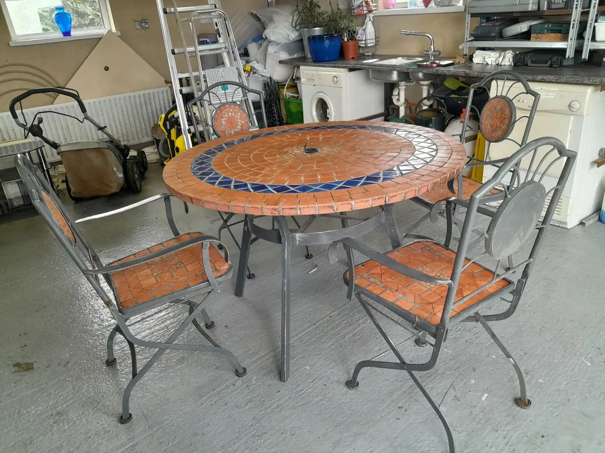 Morrocan stone style garden furniture table and ch - Image 3