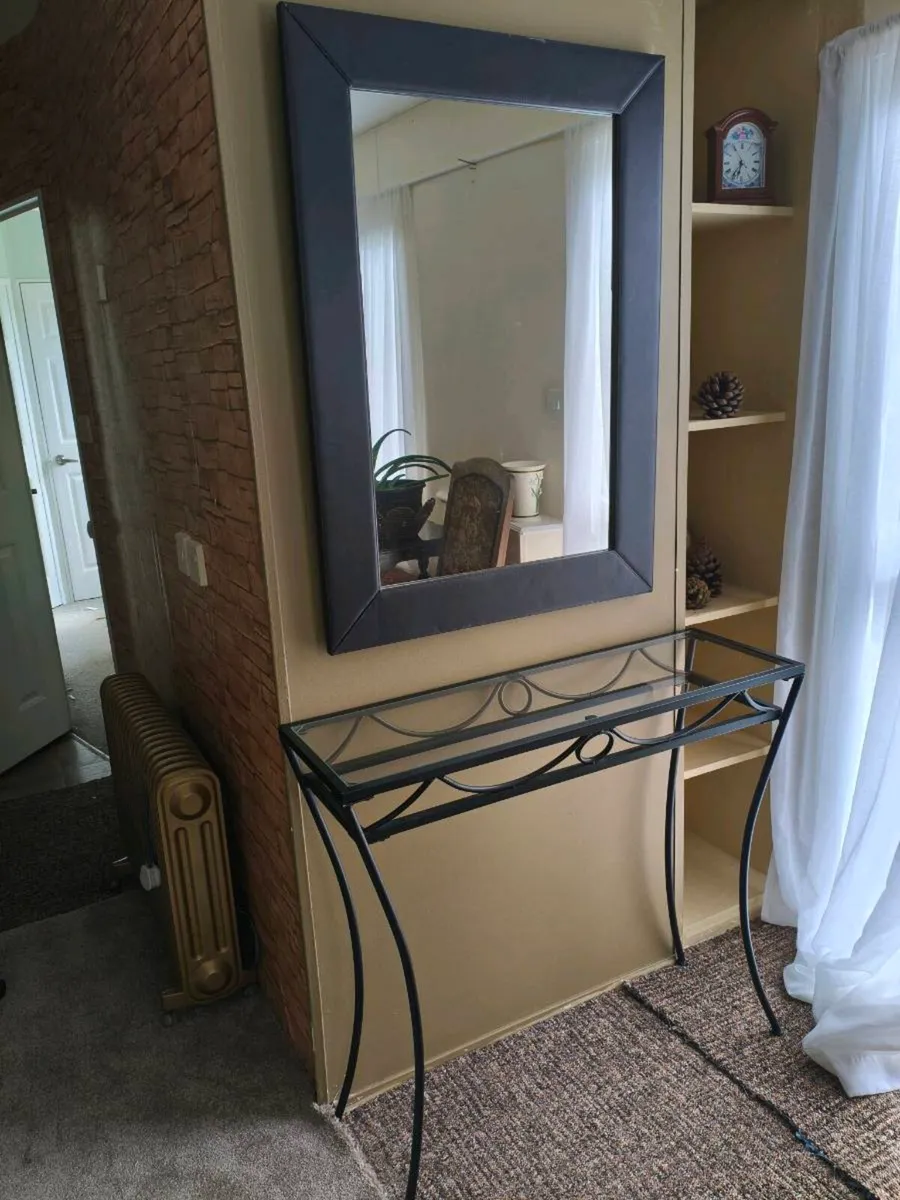 Beautiful hall table leather effect mirror 50 for