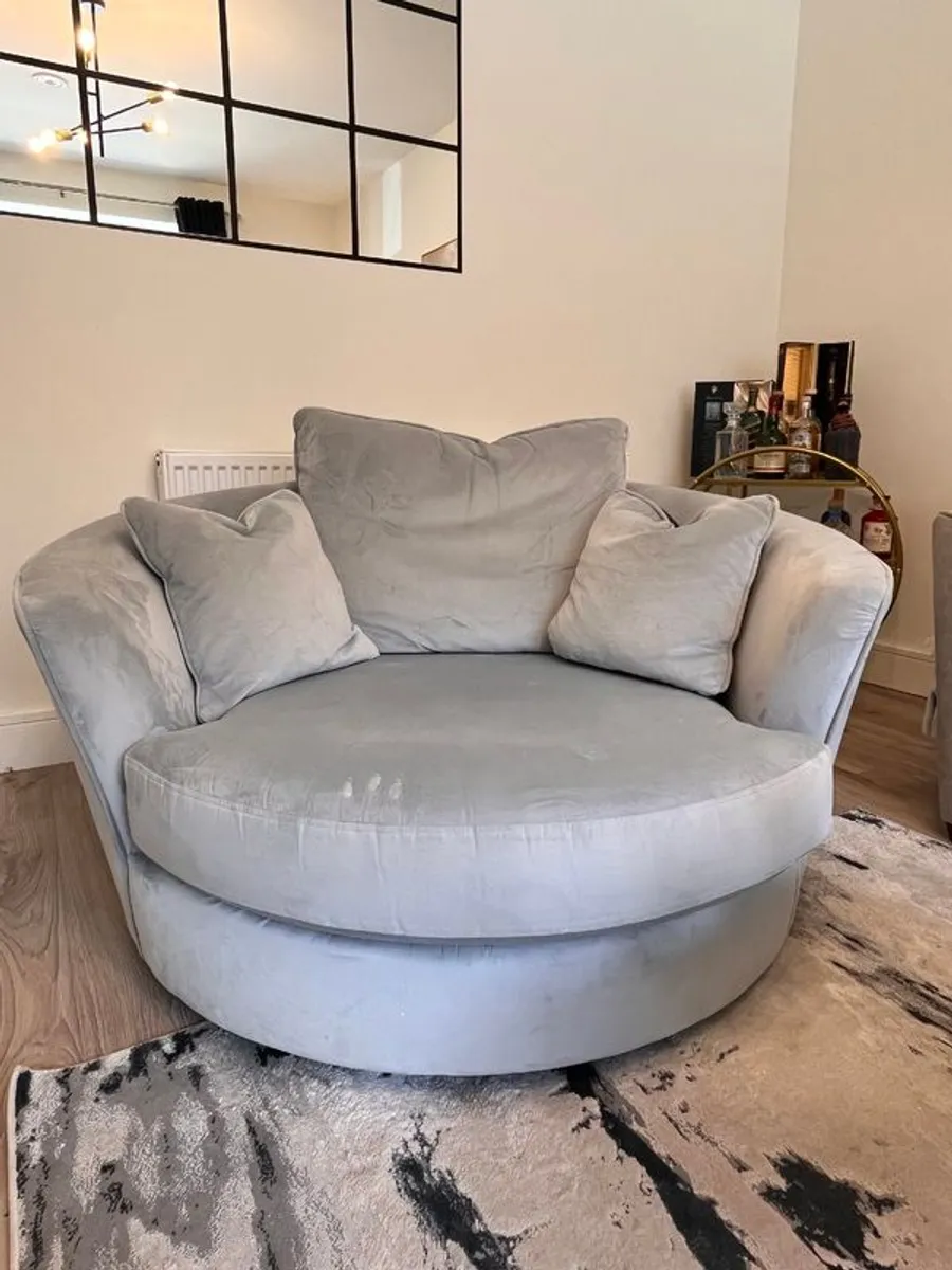 Large blue Swivel armchair