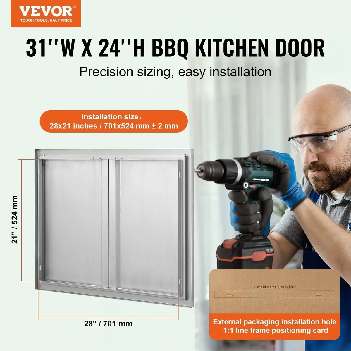 BBQ Access Door 787x609 mm Double Outdoor Kitchen - Image 3