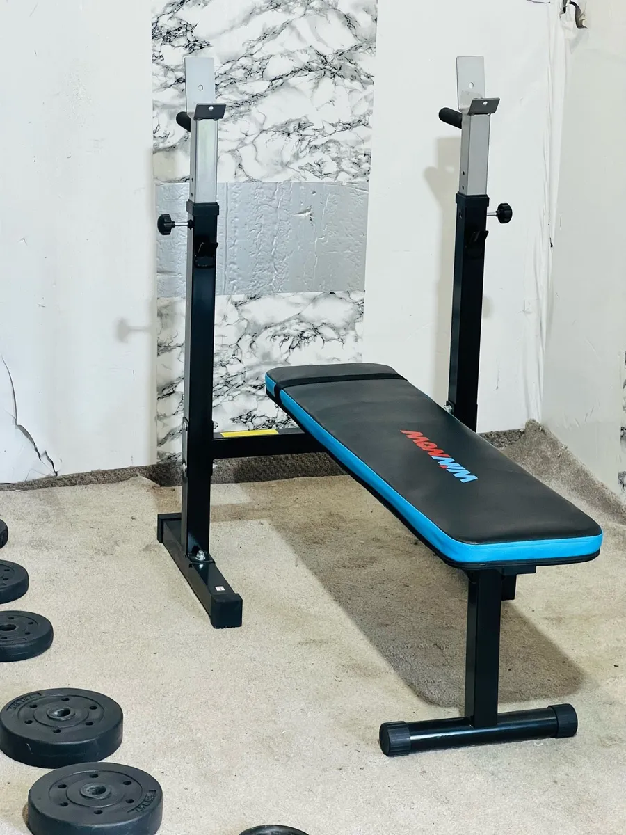 WEIGHTS BARBELL SET ADJUSTABLE BENCH DUMBBELLS - Image 4