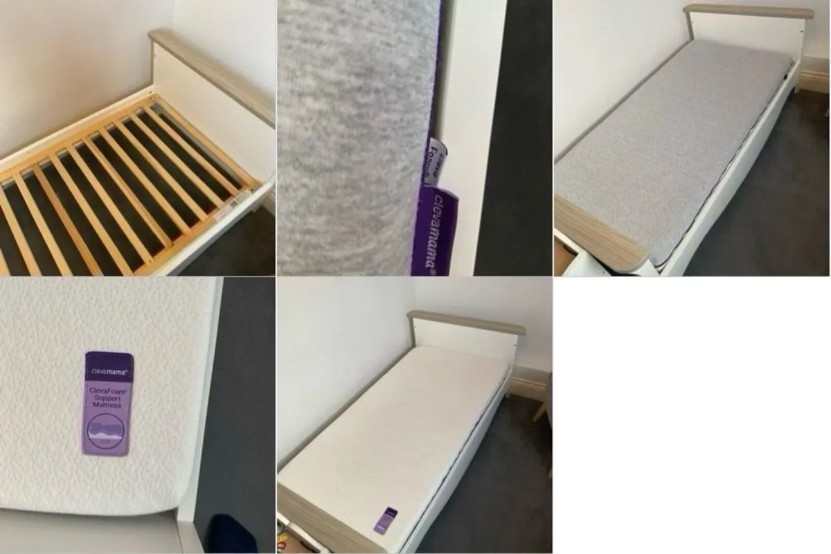 Clara cot bed with Clevamama memory foam mattress - Image 3