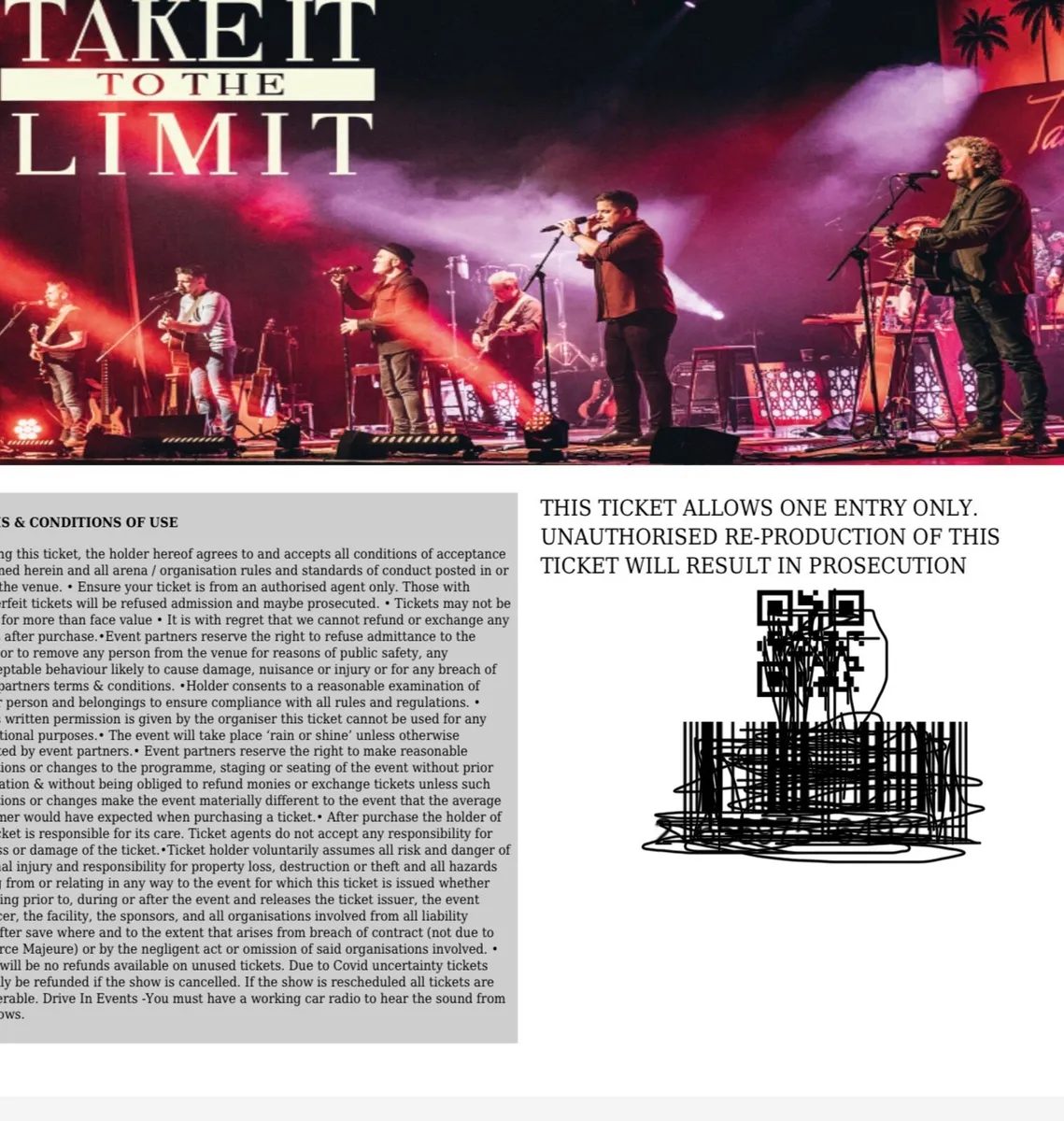 2 Tickets to “ Take it To The Limit “ - Image 1