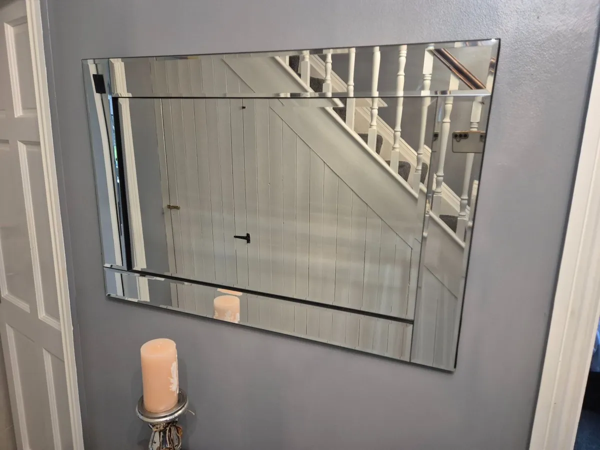 Hall table , Mirror, candle sticks & rug. - Image 2