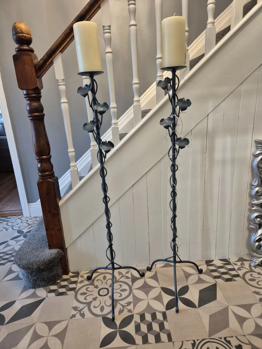 Hall table , Mirror, candle sticks & rug. - Image 3