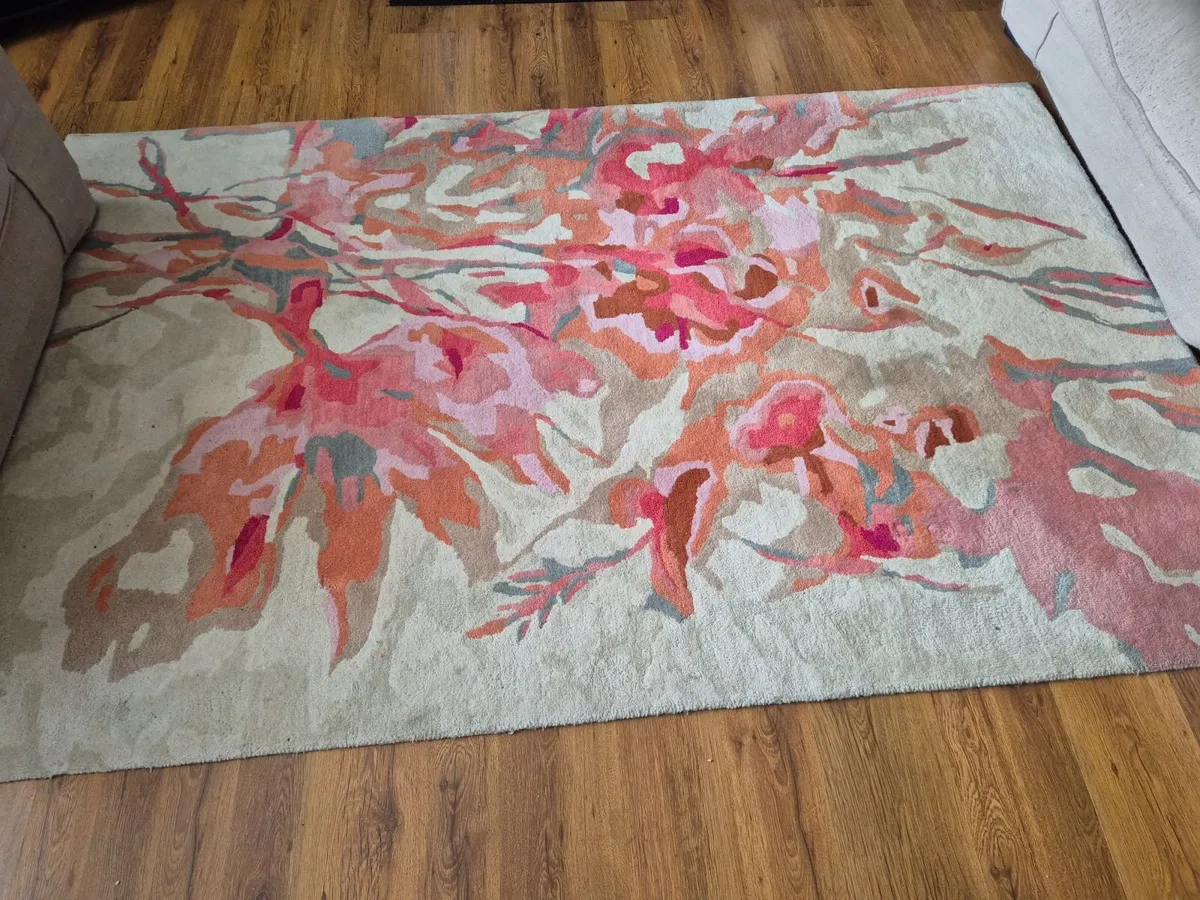 Hall table , Mirror, candle sticks & rug. - Image 4