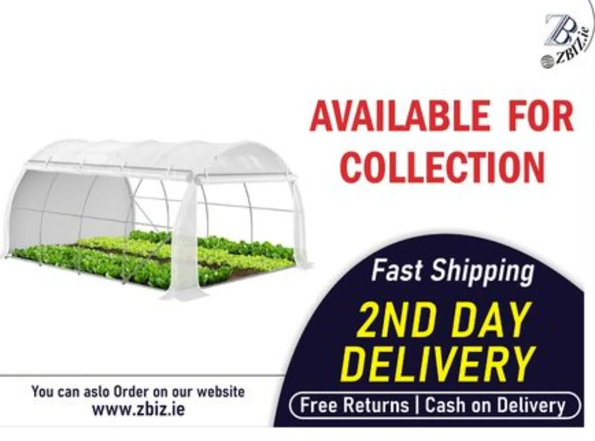 Large Polytunnel Greenhouse 4x3x2m 12m² White - Image 1
