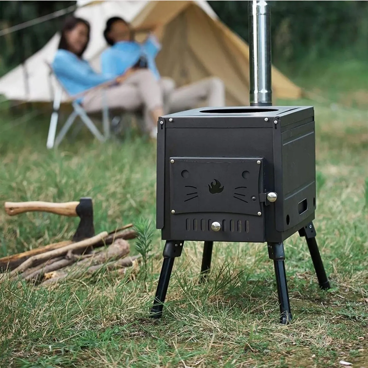 Portable Wood Stove Cast Iron Camping Tent Use - Image 4