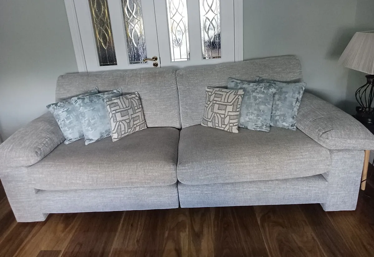 2 Light grey matching sofas - 3&4 seater - Image 2