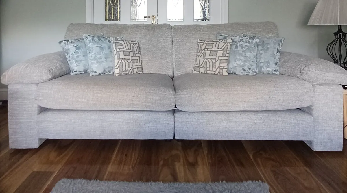 2 Light grey matching sofas - 3&4 seater - Image 1