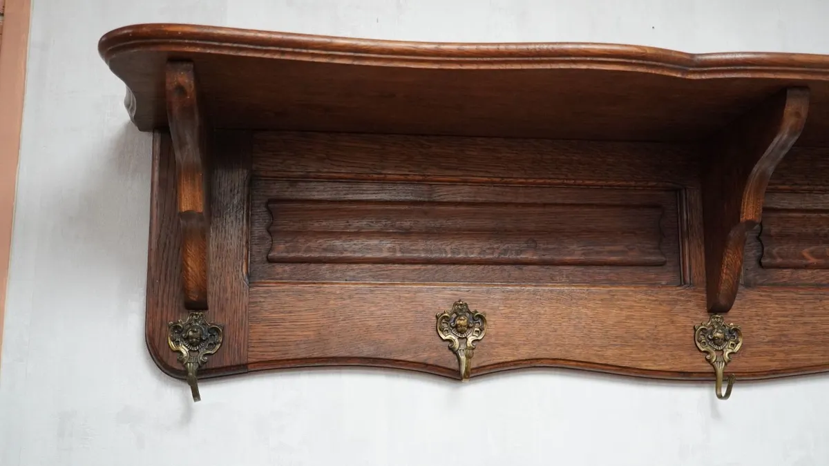 Antique French Oak Coat Hanger - Image 2