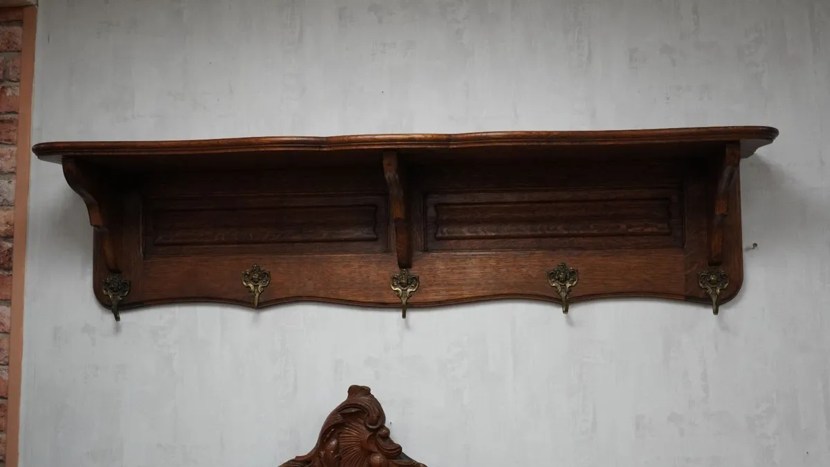 Antique French Oak Coat Hanger - Image 1