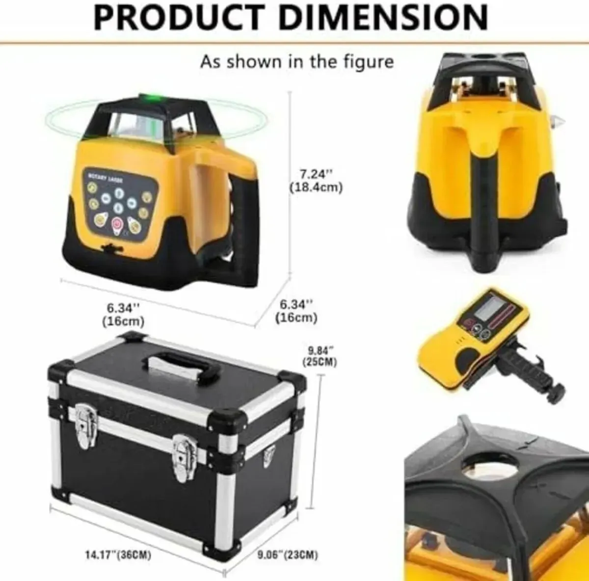 Red Rotary Laser Level Kit with Staff and Tripod - Image 4