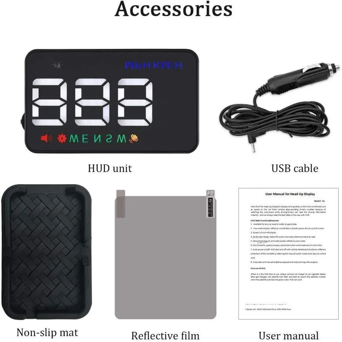GPS Speed Display HUD Large Font Windshield - Image 4