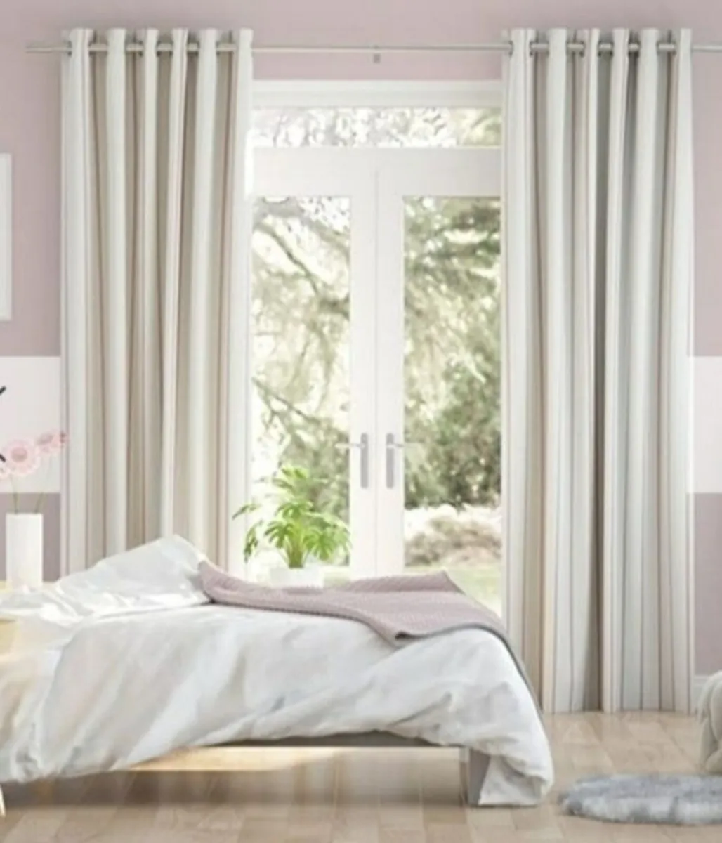 Twill Stripe Blush Curtains (Blinds2go) - Image 1