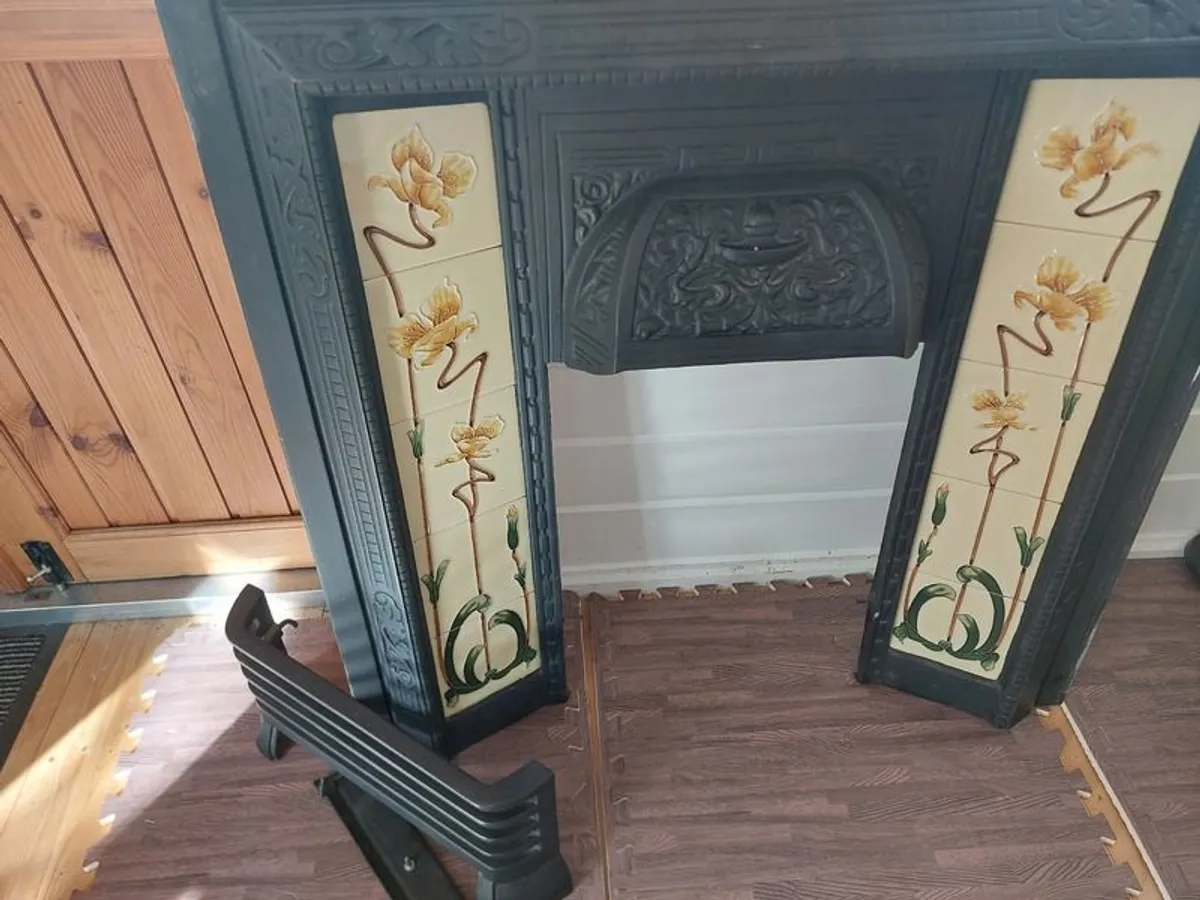 Cast Iron Fireplace Insert with Tubeline Tiles - Image 2