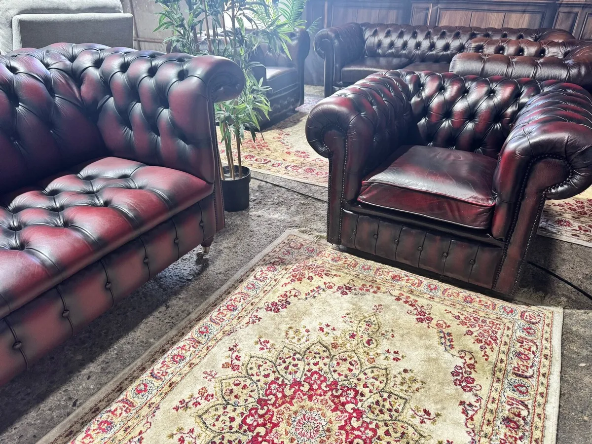Antique 2-1-1 seater chesterfield - Image 3