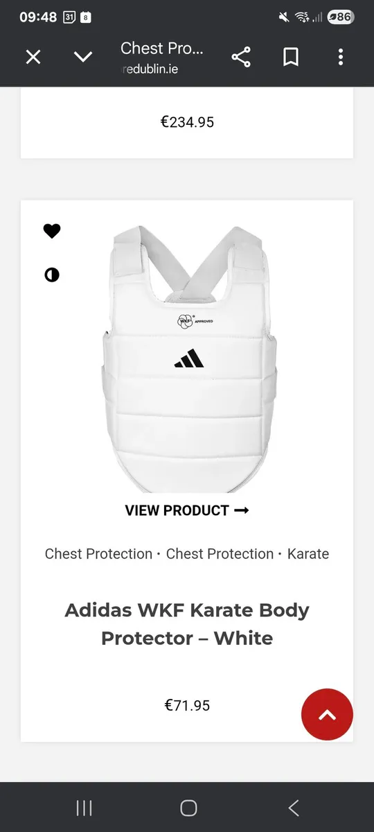 Addidas Karate Chest Protector size M - Image 1