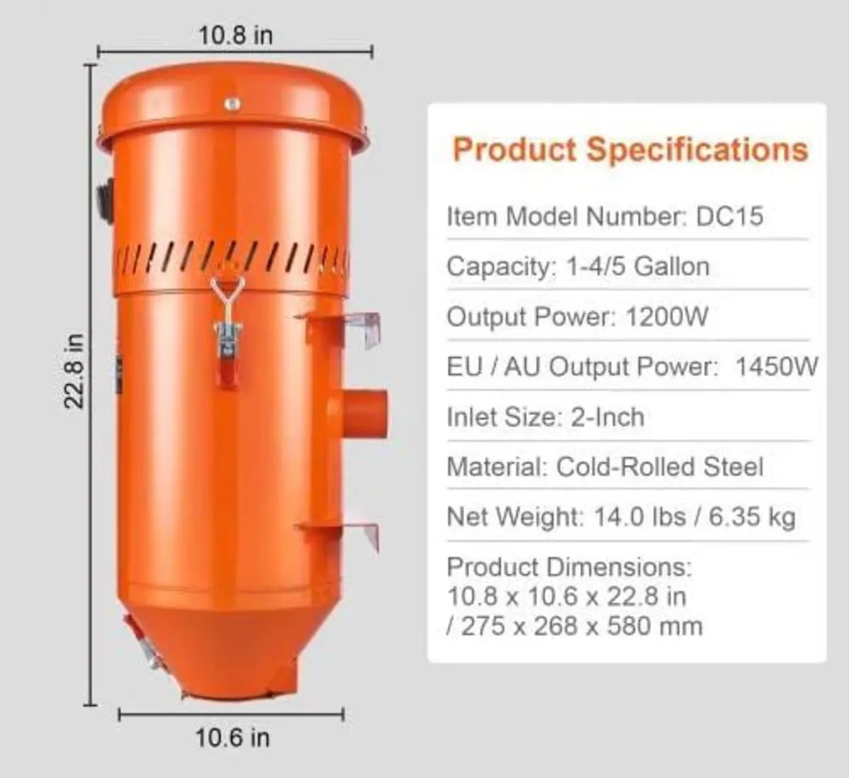 Dust Collection System: 1450W Dust Collector Media - Image 2