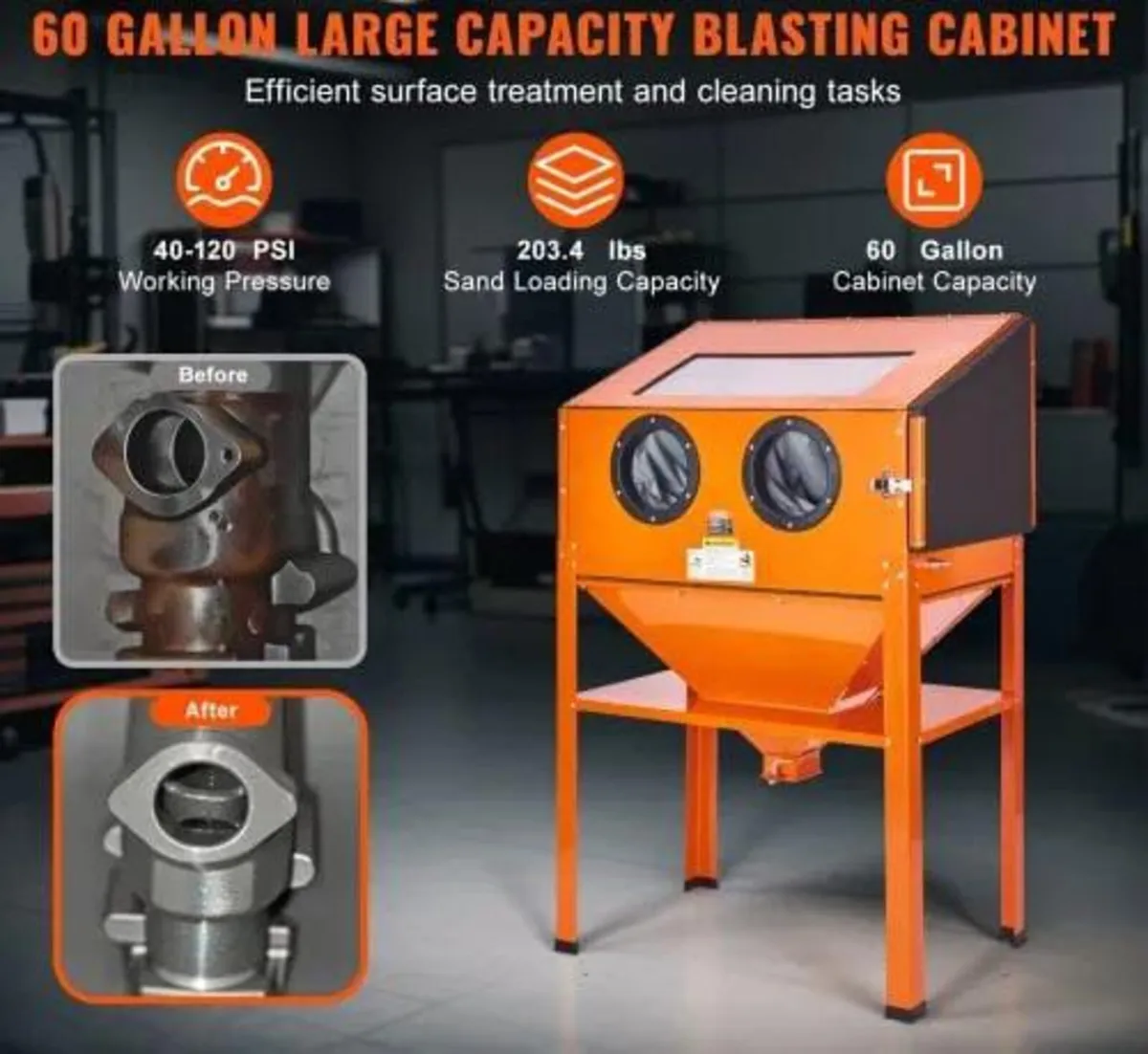 227.1 L Sand Blasting Cabinet with Stand with Blas - Image 3