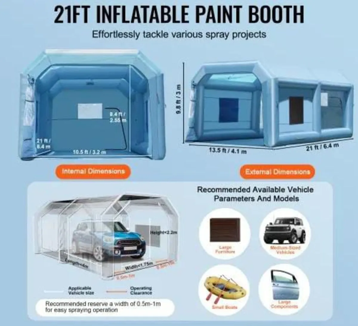 Inflatable Paint Booth, 21 x 13.5 x 9.8 ft/6.4 x 4 - Image 2