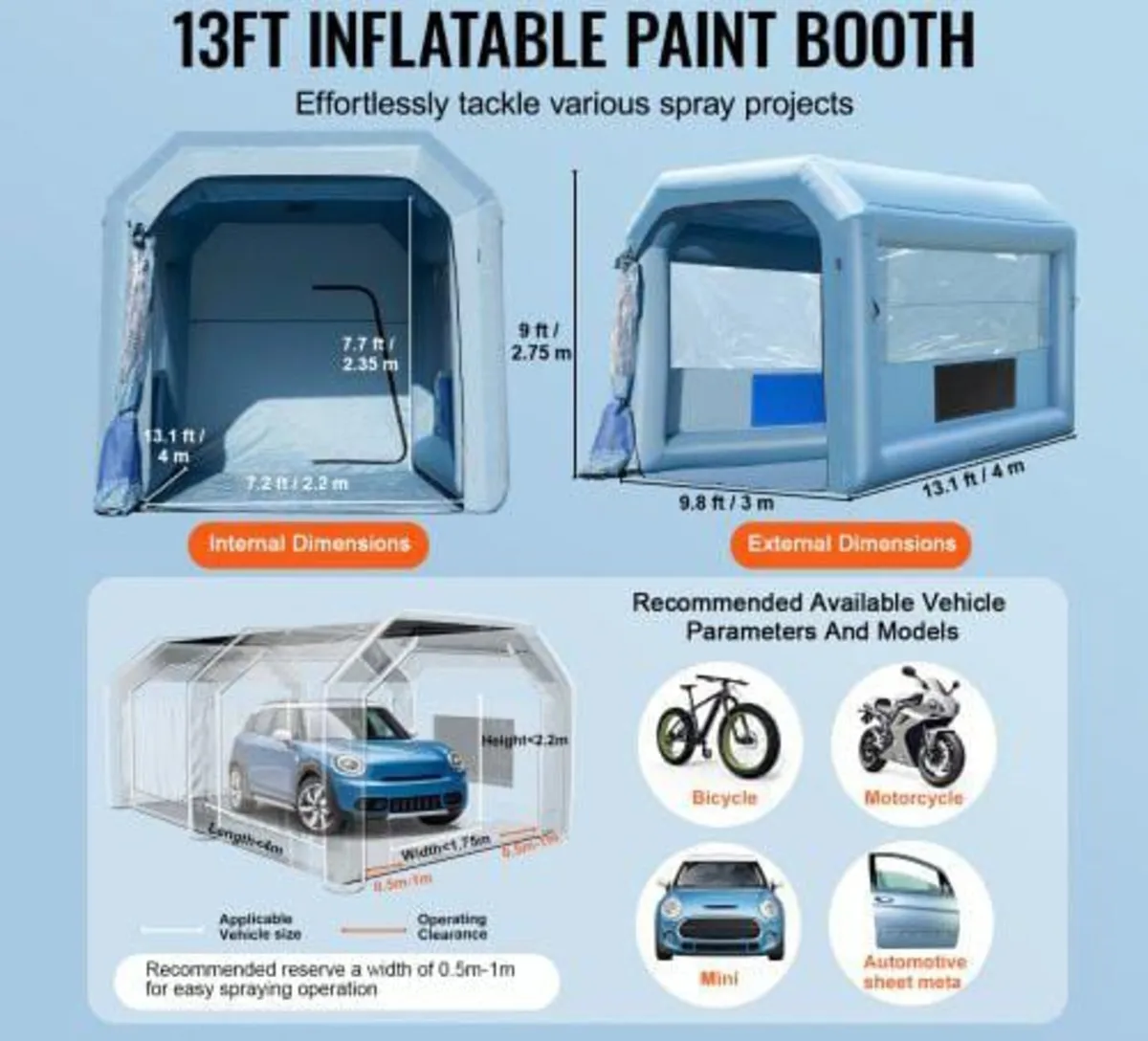 Inflatable Paint Booth, 13.1 x 9.8 x 9 ft/4 x 3 x - Image 4