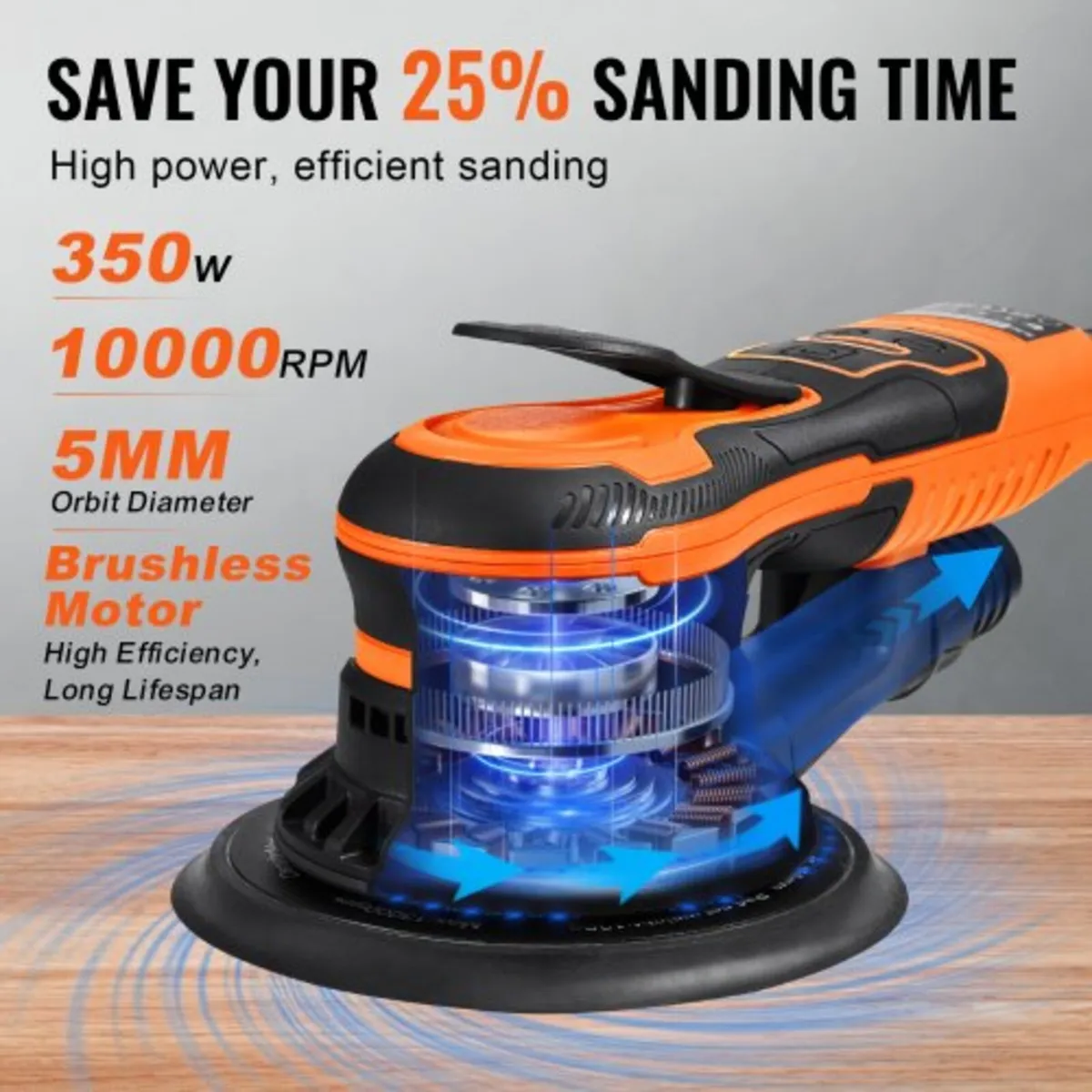Random Orbital Sander 5 & 6-Inch, 350W Brushless O - Image 3
