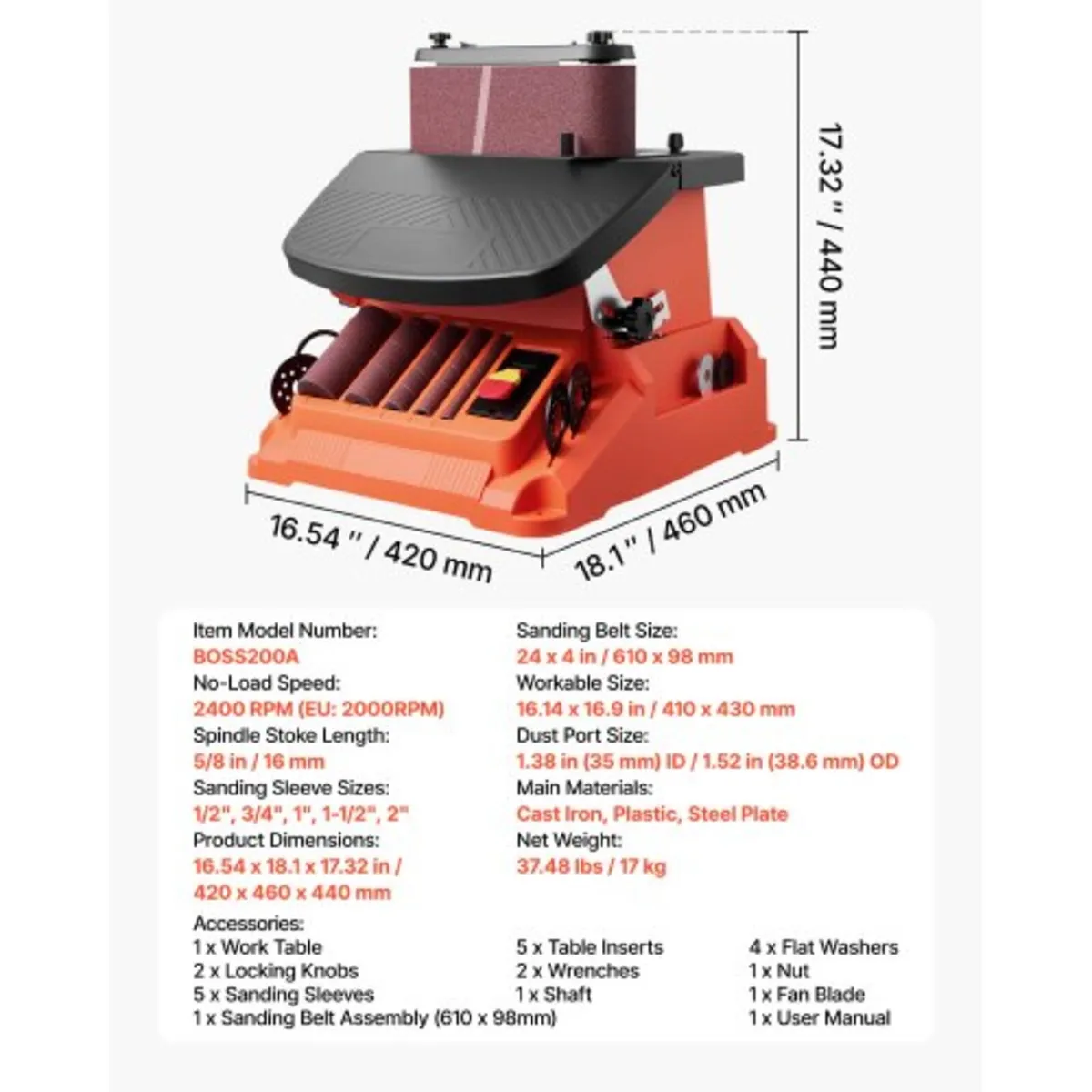 Oscillating Belt and Spindle Sander, 2000RPM Bench - Image 4