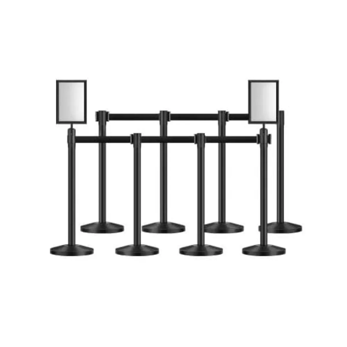 Stanchion Post, 8 Pcs Crowd Control Barrier with 8 - Image 1