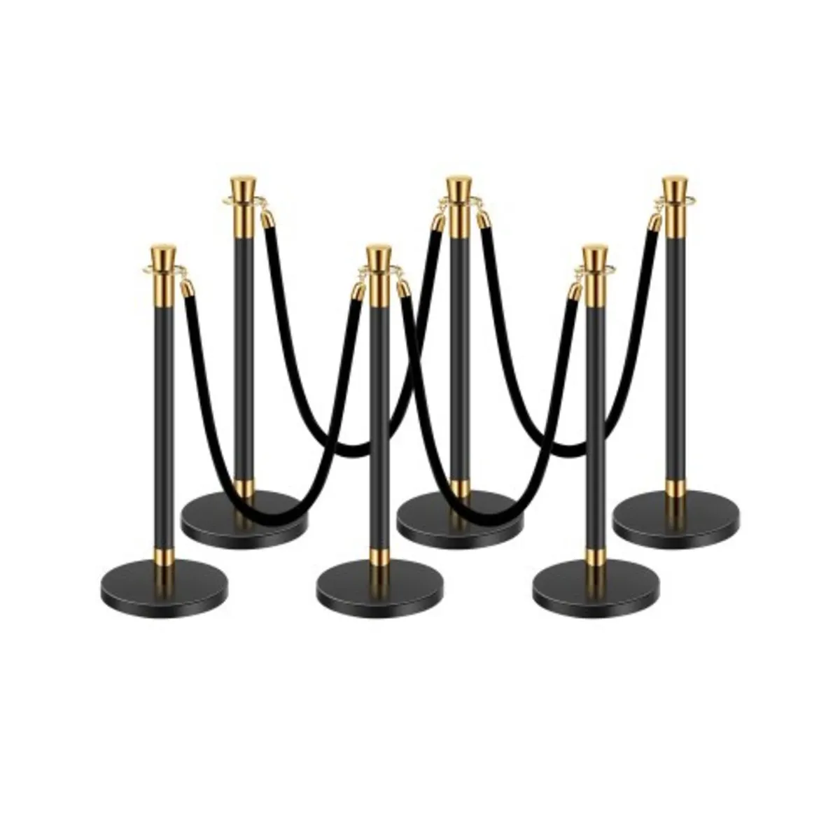 6 Pcs Crowd Control Barrier with 4 Black Velvet Ro - Image 1