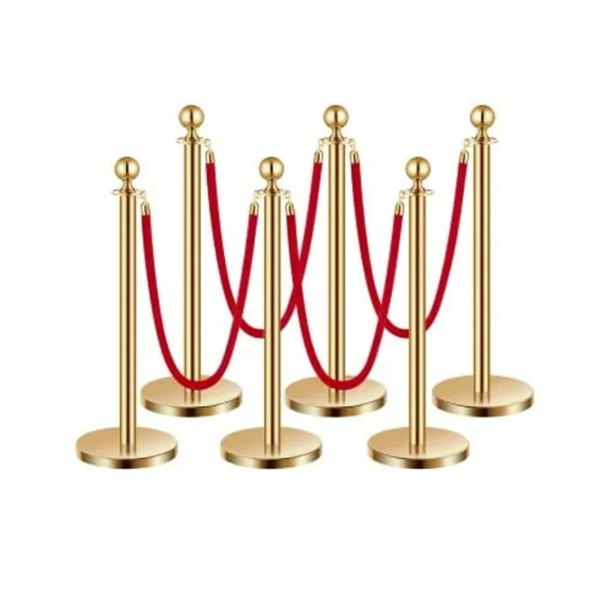 Stanchions and Velvet Ropes 6Pcs, Hollow Base with - Image 1