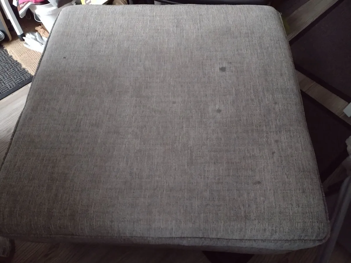 Large heavy textured padded pouffe footstool - Image 2