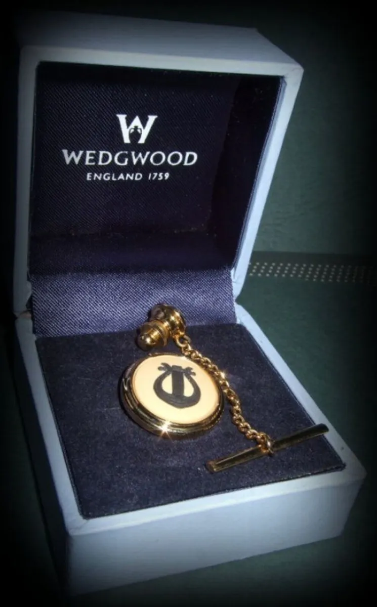 Vintage Authentic Wedgewood Gold Trimmed Tie Pin's - Image 1