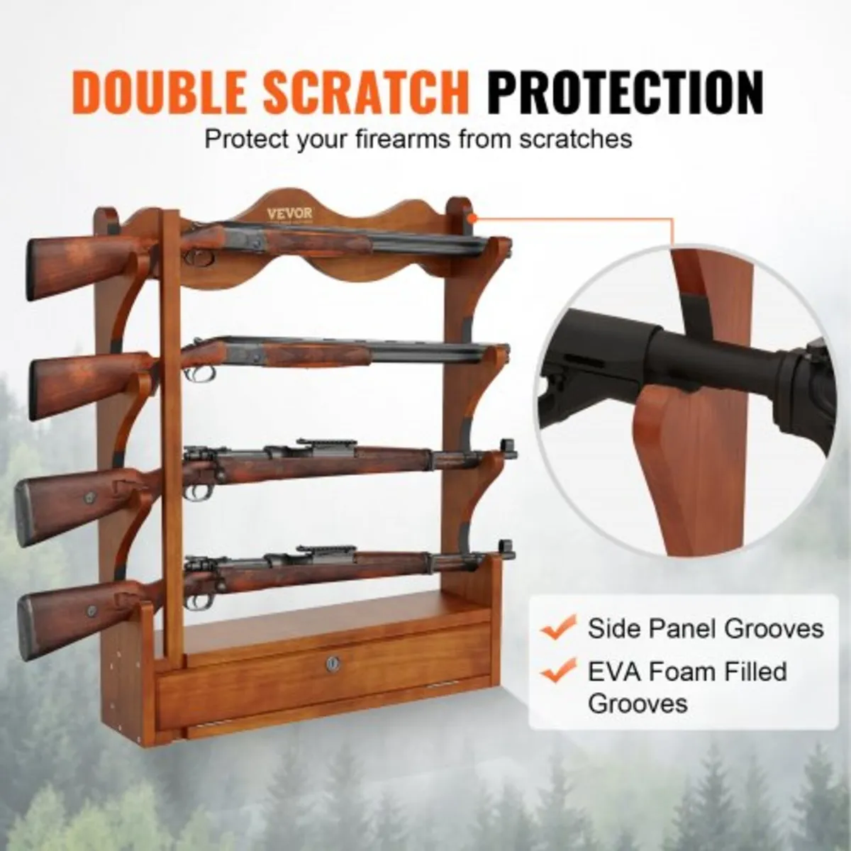 Gun Rack, Wood Gun Rack Wall Mount, Gun Display Ra - Image 3