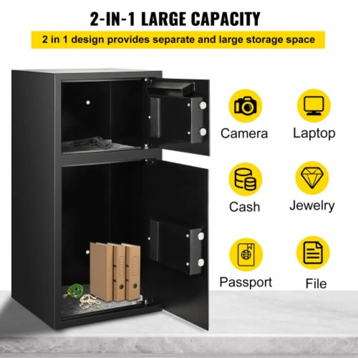 74 L Digital Double Door Safe Depository Box Gun S - Image 3