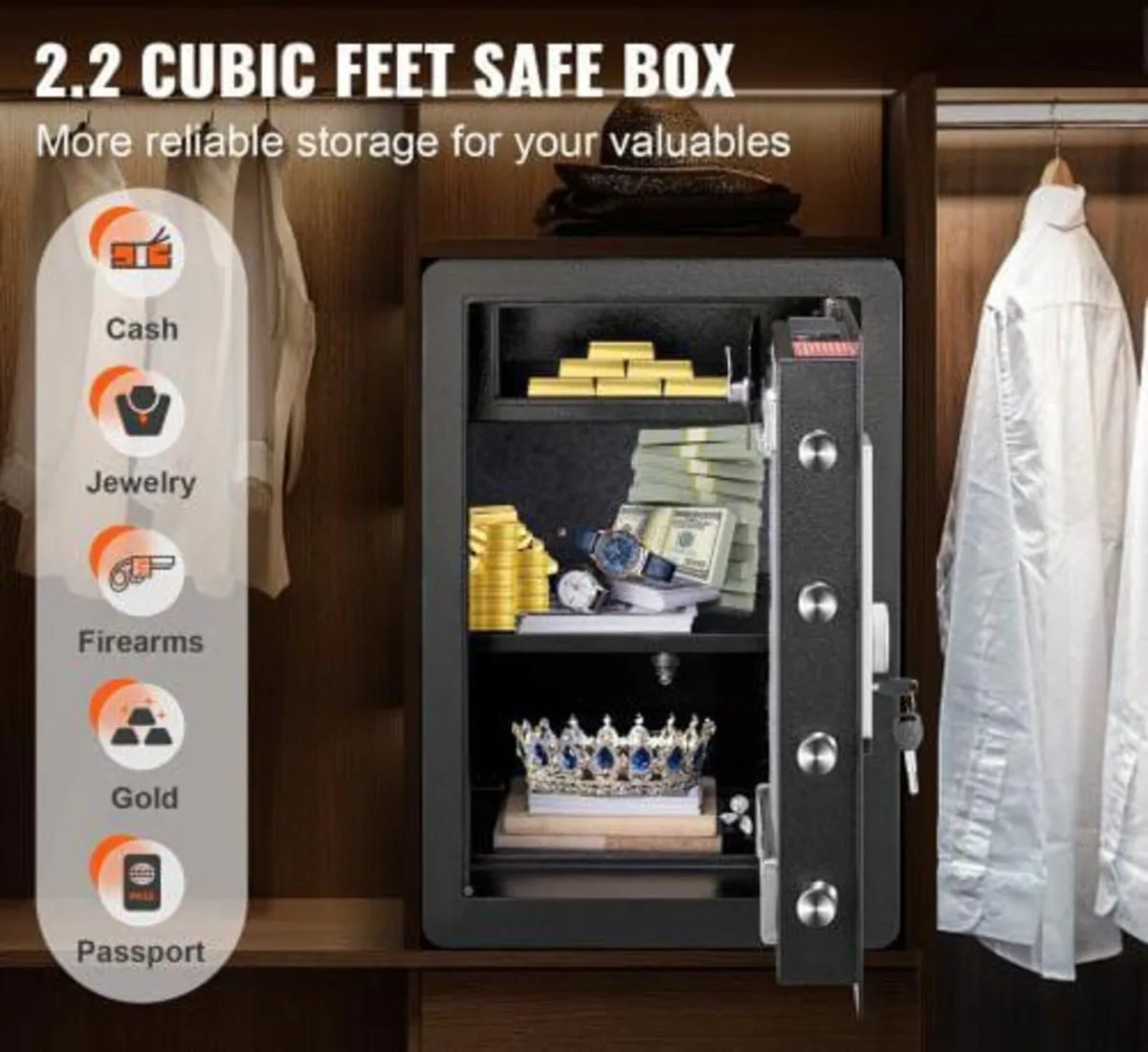 Safe, 62 L Home Safe, Steel Security Safe with Fin - Image 4