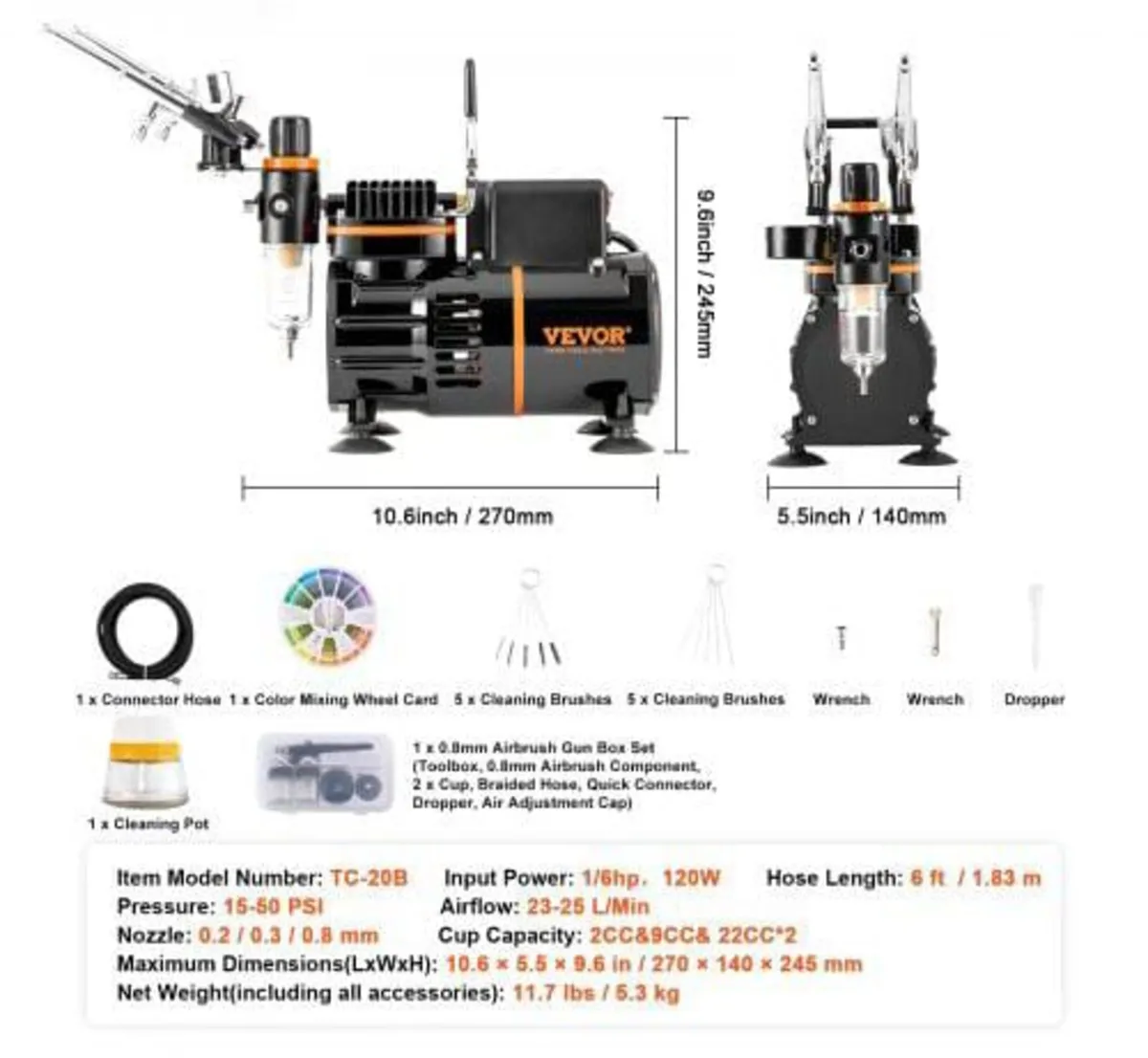 Airbrush Kit, Dual Fan Air Compressor Professional - Image 2