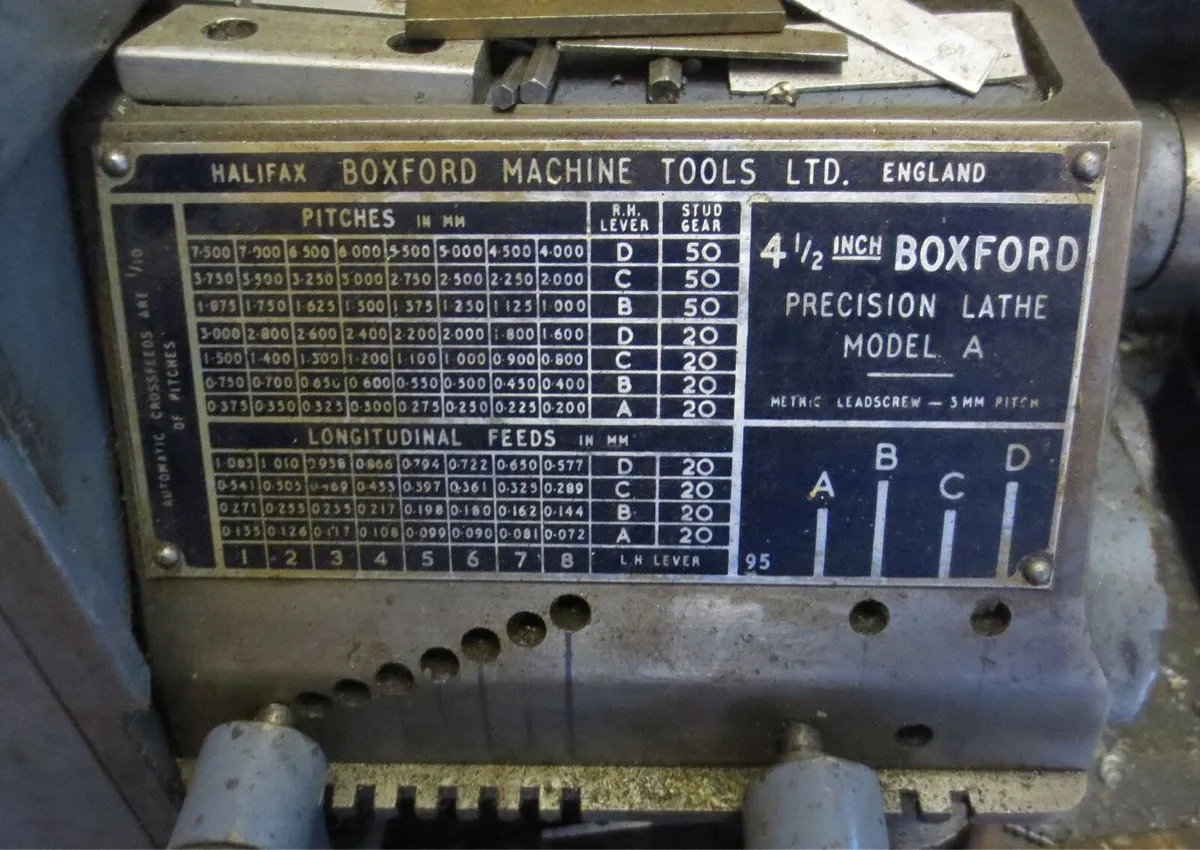 BOXFORD SINGLE PHASE LATHE WITH TOOLING - Image 4