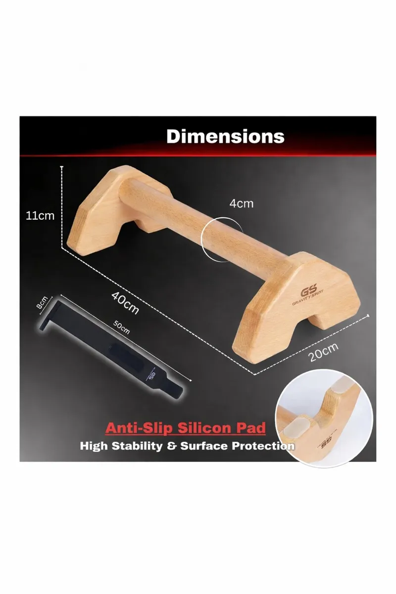 Wooden Non-Slip Push-Up Handles/Bars with Bag - Image 2