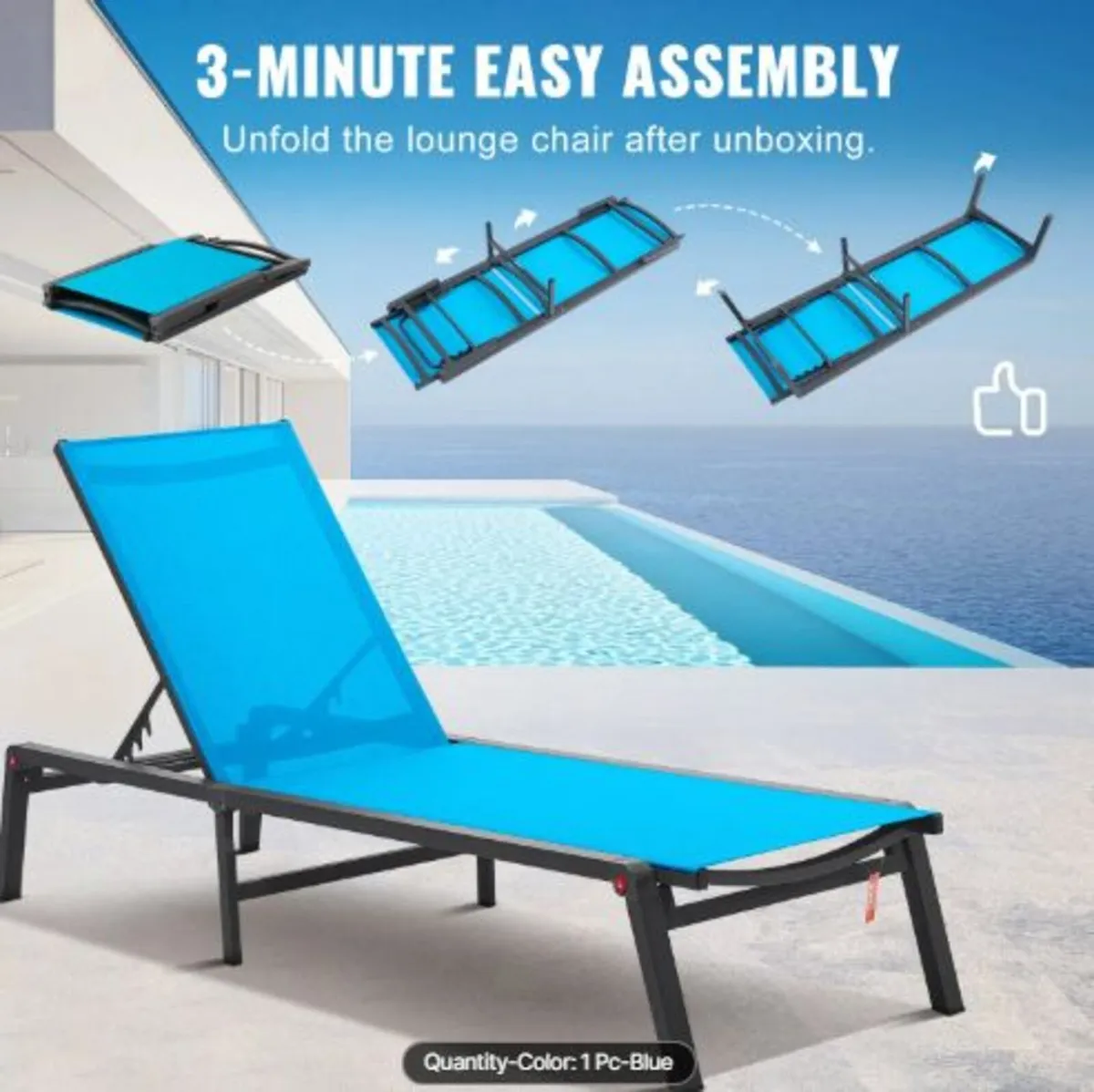 Chaise Lounge Chair Outdoor, Aluminum Patio Lounge - Image 3