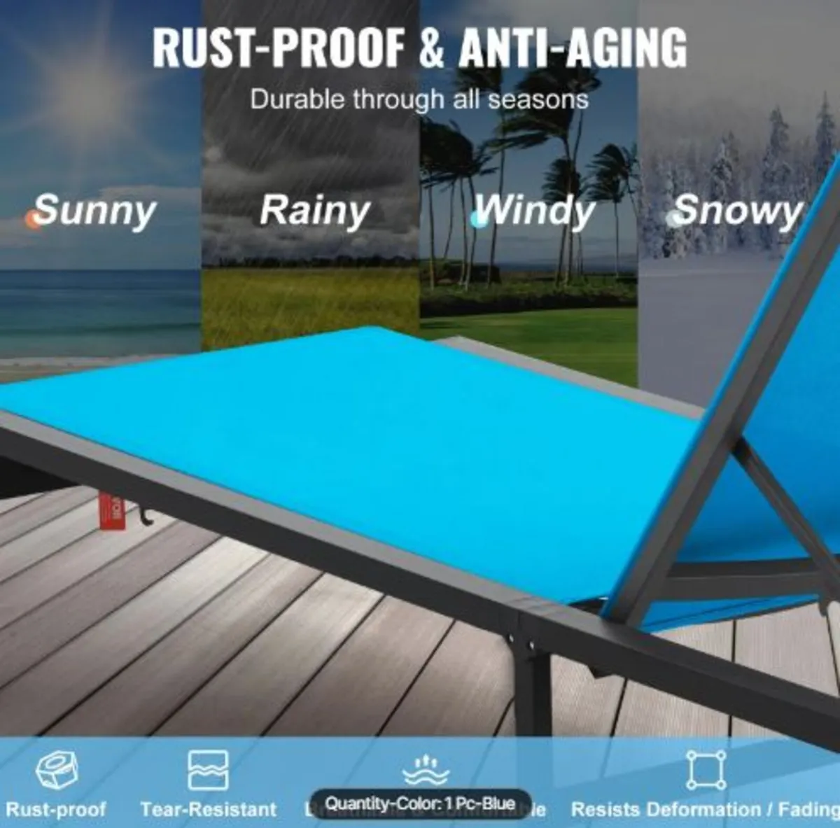 Chaise Lounge Chair Outdoor, Aluminum Patio Lounge - Image 2