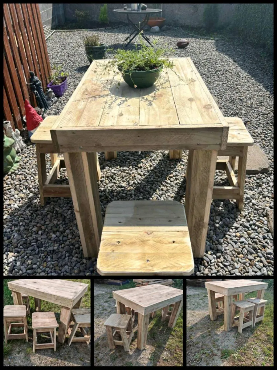 Handmade table/stools - Image 1