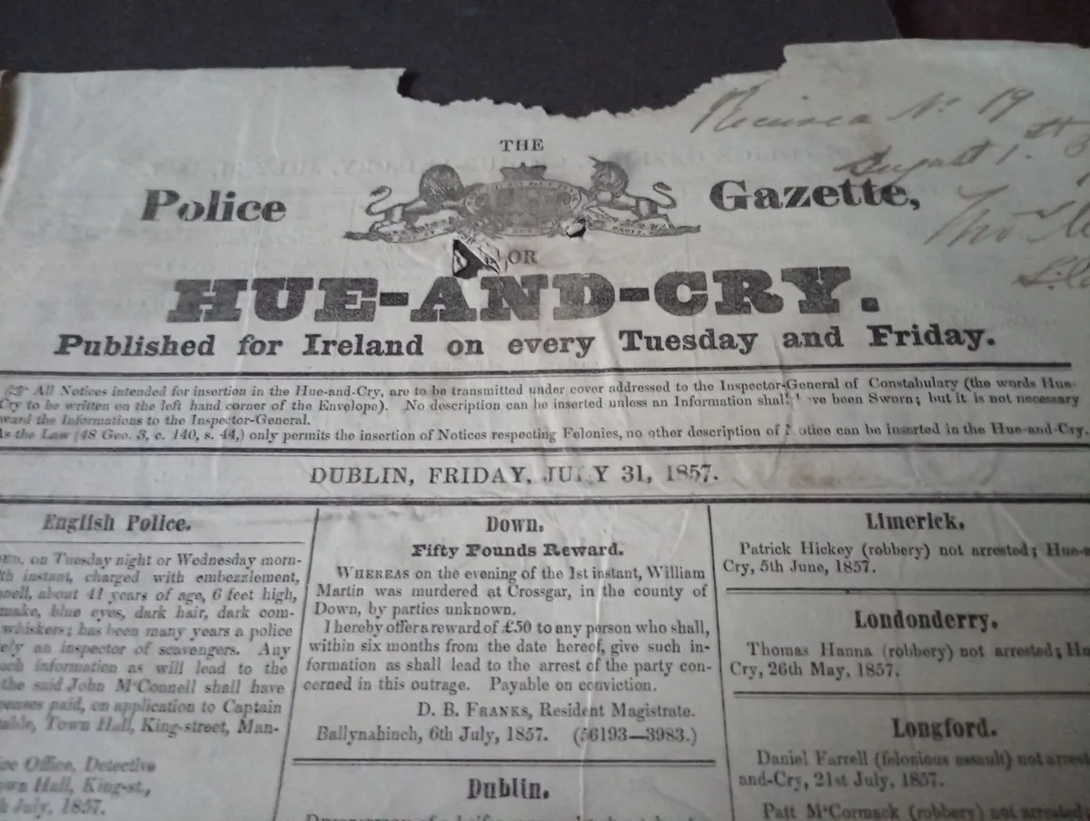 Original Antique Irish Hue and Cry Gazette - Image 4