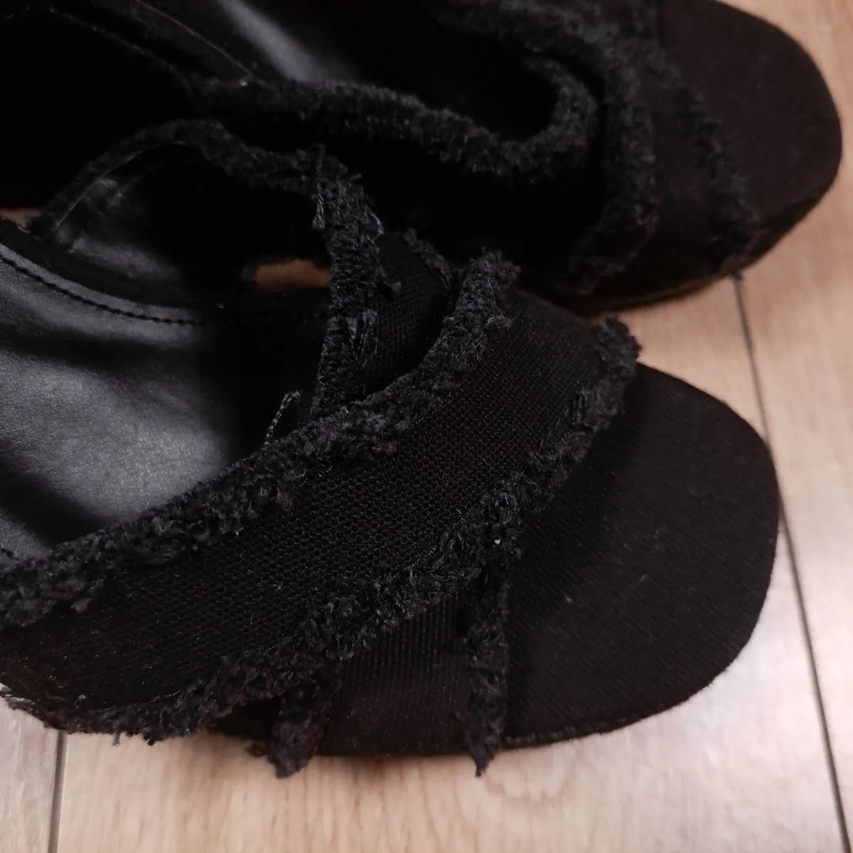 M&S Black Ankle Strap Platform Wedges 8UK - Image 2