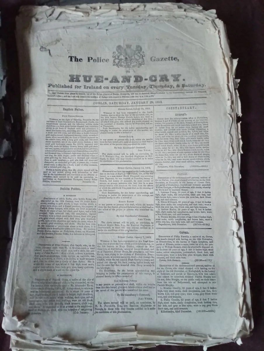 Original Antique Irish Hue and Cry Gazette - Image 2